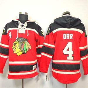 Blackhawks #4 Bobby Orr Red Sawyer Hooded Sweatshirt Stitched Jersey