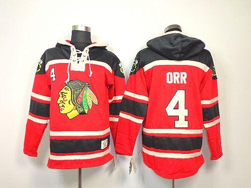Blackhawks #4 Bobby Orr Red Sawyer Hooded Sweatshirt Stitched Jersey