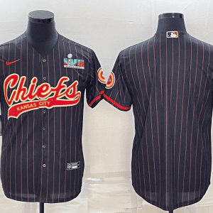 Kansas City Chiefs Blank Black With Super Bowl LVII Patch Cool Base Stitched Baseball Jersey