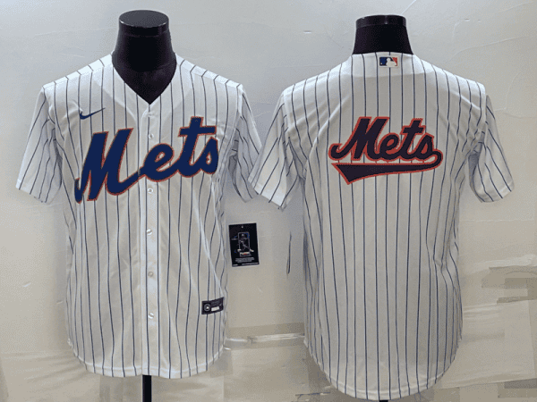 New York Mets White Team Big Logo Cool Base Stitched Jersey
