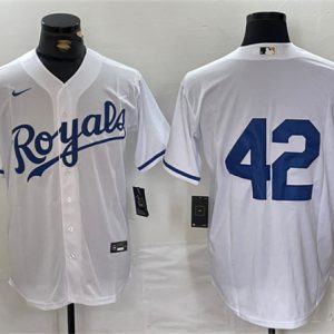 Kansas City Royals #42 Jackie Robinson White Cool Base Stitched Jersey