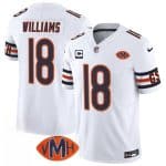 Chicago Bears #18 Caleb Williams White 2025 F.U.S.E. With 1-Star C Patch And VMH Patch Vapor Untouchable Limited Football Stitched Jersey