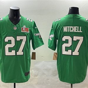 Philadelphia Eagles #27 Quinyon Mitchell Green 2025 Super Bowl LIX Patch F.U.S.E. Throwback Vapor Untouchable Limited Stitched Jersey