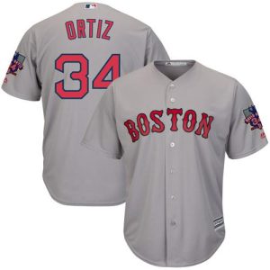 Red Sox #34 David Ortiz Grey New Cool Base With Retirement Patch Stitched Jersey