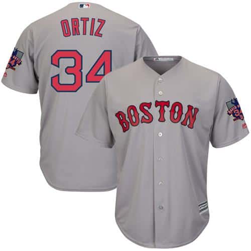 Red Sox #34 David Ortiz Grey New Cool Base With Retirement Patch Stitched Jersey