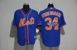 New York Mets #34 Noah Syndergaard Blue Team Logo Print Cool Base Stitched Jersey