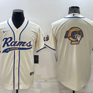 Los Angeles Rams Bone Team Big Logo With Patch Cool Base Stitched Baseball Jersey