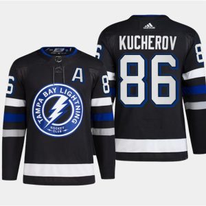 Tampa Bay Lightning #86 Nikita Kucherov Black Alternate Premier Breakaway Stitched Jersey