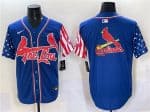 St. Louis Cardinals Team Big Logo Royal Independence Day Vapor Premier Limited Stitched Jersey