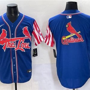 St. Louis Cardinals Team Big Logo Royal Independence Day Vapor Premier Limited Stitched Jersey