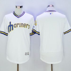Mariners Blank White Flexbase Authentic Collection Cooperstown Stitched Jersey