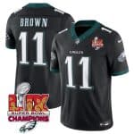 Philadelphia Eagles #11 A.J. Brown Black 2025 Eagles Logo Super Bowl LIX Patch New F.U.S.E. Vapor Untouchable Limited Stitched Jersey