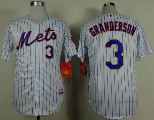 Mets #3 Curtis Granderson White(Blue Strip) Home Cool Base Stitched Jersey