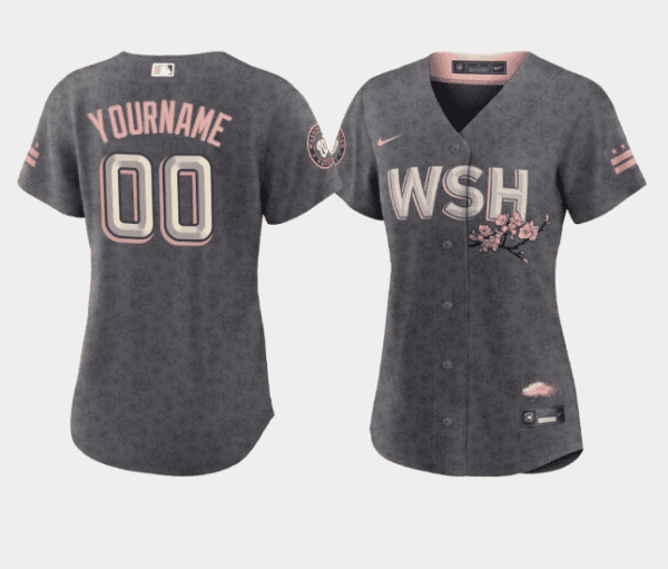 Washington Nationals Active Player Custom 2022 Grey City Connect Cherry Blossom Stitched Jersey