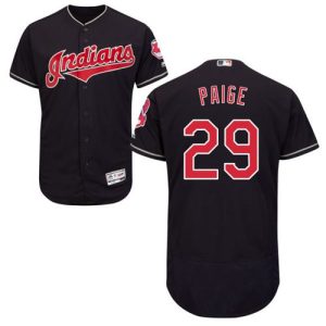 Indians #29 Satchel Paige Navy Blue Flexbase Authentic Collection Stitched Jersey