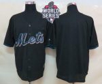 Mets Blank Black Fashion W 2015 World Series Patch Stitched Jersey