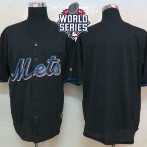 Mets Blank Black Fashion W 2015 World Series Patch Stitched Jersey