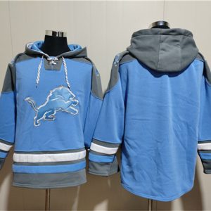 Detroit Lions Blank Blue Ageless Must-Have Lace-Up Pullover Hoodie
