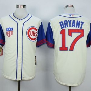 Cubs #17 Kris Bryant Cream Blue 1942 Turn Back The Clock Stitched Jersey