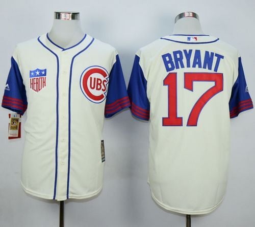 Cubs #17 Kris Bryant Cream Blue 1942 Turn Back The Clock Stitched Jersey