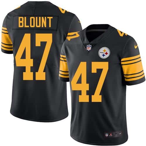 Steelers #47 Mel Blount Black Stitched Limited Rush Nike Jersey