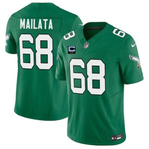 Philadelphia Eagles #68 Jordan Mailata Kelly Green 2025 F.U.S.E. With 2-Star C Patch Vapor Untouchable Limited Throwback Stitched Jersey
