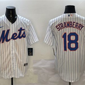 New York Mets #18 Darryl Strawberry White 2025 Spring Training Cool Base Stitched Jersey