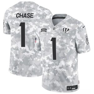 Cincinnati Bengals #1 Ja'Marr Chase Arctic Camo 2024 F.U.S.E. Salute To Service Limited Stitched Jersey
