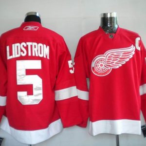 Red Wings #5 Nicklas Lidstrom Stitched Red Jersey
