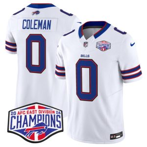 Buffalo Bills #0 Keon Coleman White 2024-25 F.U.S.E. AFC East Division Champions Patch Limited Stitched Jersey