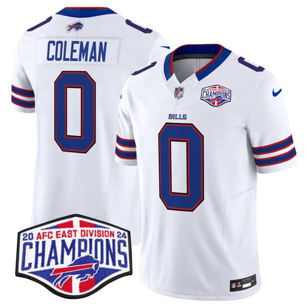 Buffalo Bills #0 Keon Coleman White 2024-25 F.U.S.E. AFC East Division Champions Patch Limited Stitched Jersey