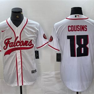Atlanta Falcons #18 Kirk Cousins White With Patch Cool Base Stitched Jersey