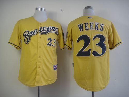 Brewers #23 Rickie Weeks Yellow Alternate Cool Base Stitched Jersey