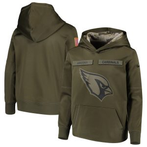 Youth Arizona Cardinals Olive Salute To Service Pullover Performance NFL Hoodie