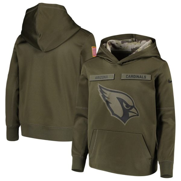 Youth Arizona Cardinals Olive Salute To Service Pullover Performance NFL Hoodie
