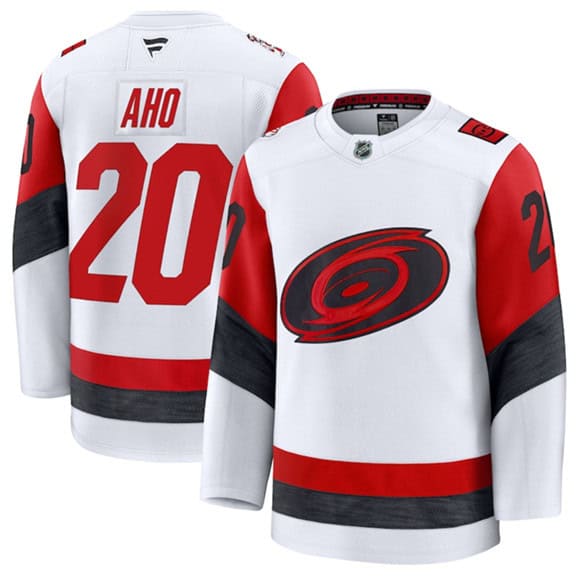 Carolina Hurricanes #20 Sebastian Aho White 2025 Away Stitched Jersey