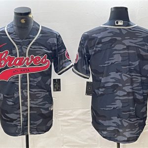 Atlanta Braves Blank Gray Camo Cool Base With Patch Stitched Jersey