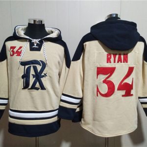 Texas Rangers #34 Nolan Ryan Cream Ageless Must-Have Lace-Up Pullover Hoodie