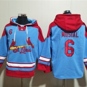 St.Louis Cardinals #6 Stan Musial Blue Ageless Must-Have Lace-Up Pullover Hoodie