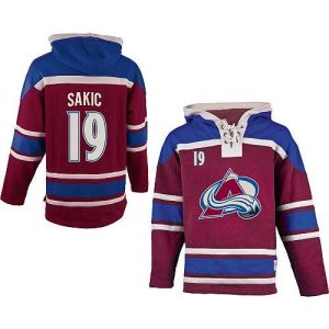Avalanche #19 Joe Sakic Red Sawyer Hooded Sweatshirt Stitched Jersey