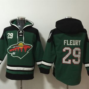 Minnesota Wild #29 Marc-Andre Fleury Green Ageless Must-Have Lace-Up Pullover Hoodie