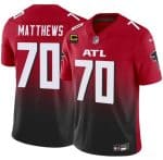Atlanta Falcons #70 Jake Matthews Red Black 2025 F.U.S.E With 4-Star C Patch Vapor Untouchable Limited Stitched Jersey