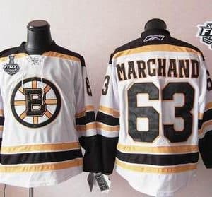 Bruins Stanley Cup Finals Patch #63 Brad Marchand White Stitched Jersey
