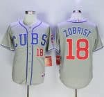 Cubs #18 Ben Zobrist Grey Alternate Road Cool Base Stitched Jersey