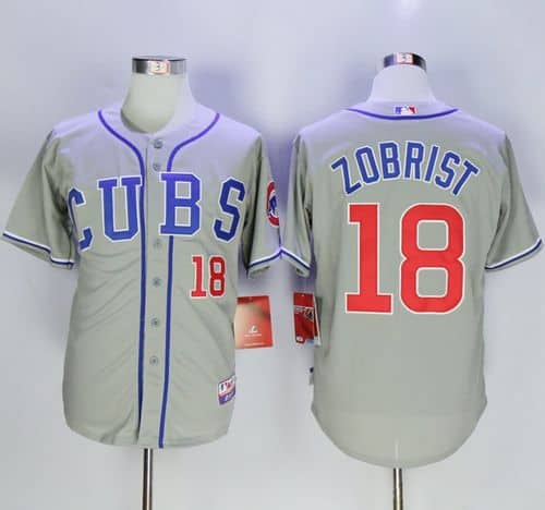Cubs #18 Ben Zobrist Grey Alternate Road Cool Base Stitched Jersey