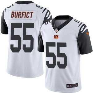 Bengals #55 Vontaze Burfict White Stitched Limited Rush Nike Jersey