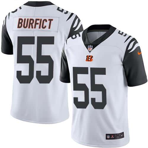 Bengals #55 Vontaze Burfict White Stitched Limited Rush Nike Jersey