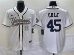 New York Yankees #45 Gerrit Cole White With Patch Cool Base Stitched Jersey