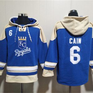 Kansas City Royals #6 Lorenzo Cain Blue Ageless Must-Have Lace-Up Pullover Hoodie