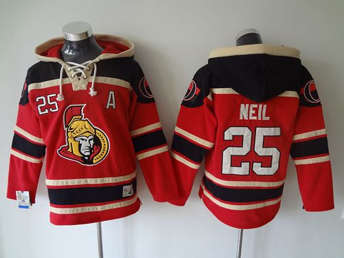 Senators #25 Chris Neil Red Sawyer Hooded Sweatshirt Stitched Jersey